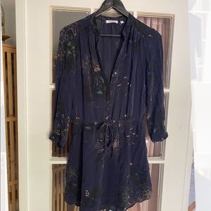 Aritzia/Babaton 100% silk 3/4 sleeve button down Bennett mini dress